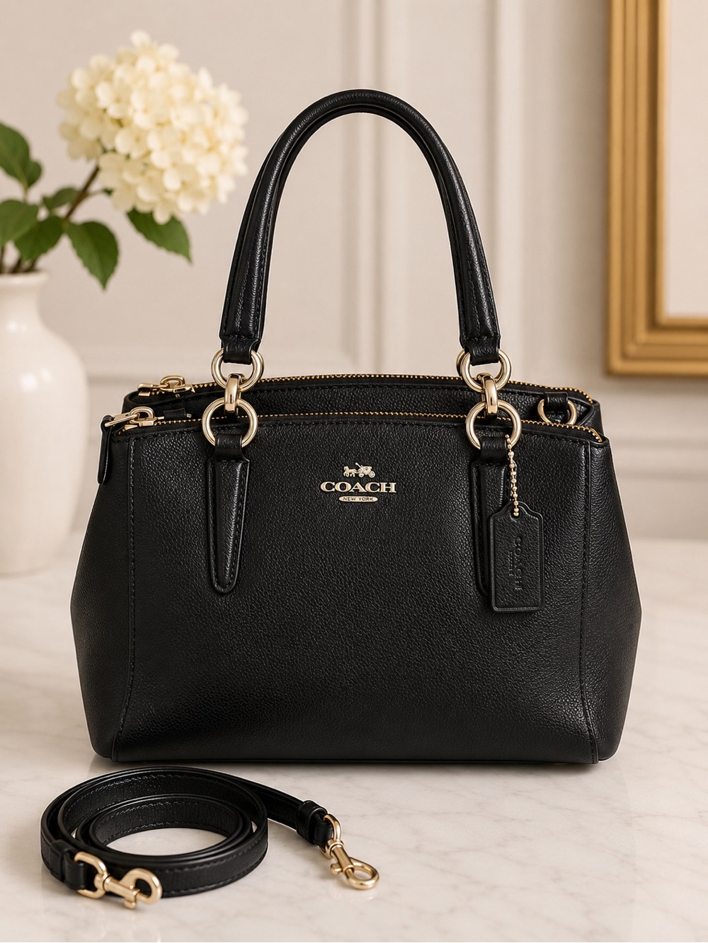 Coach Christie Black Leather satchel Crossbody